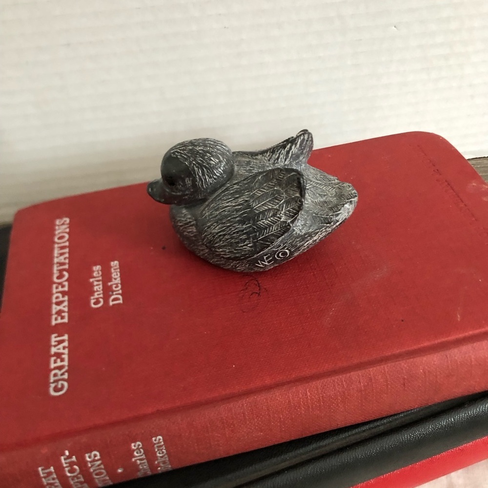 Vtg Wolf Original Soapstone Duck Miniature Sculpture